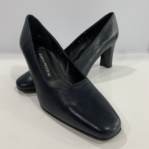 Evan Picone Womens Leather Construction Shoes Black Leather Mid Heel Size 8M - Picture 3 of 13