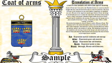 Dejose-Yossen COAT OF ARMS HERALDRY BLAZONRY PRINT