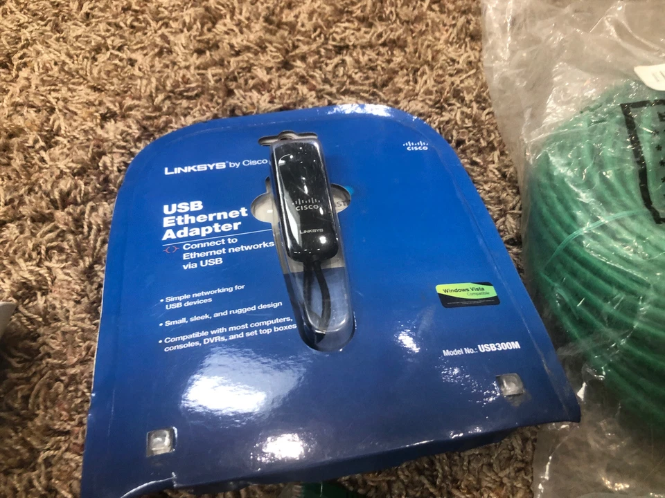 Lote: Adaptador Linksys USB Ethernet Modelo USB300M Ubicuo Poe Cables de Conexión 100’ Foto 4 de 4