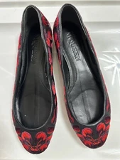 Alexander McQueen Leather Floral Flats Size 39.5 Embroidered