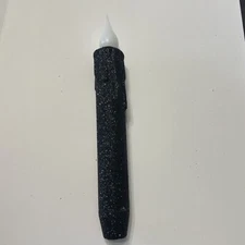 Black Glitter Battery LED Taper w/ 6 hr.Timer - 6" H