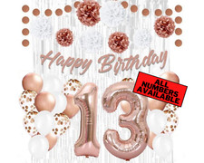 Rose Gold 13th Birthday Decorations for Girls - 40" Number Balloons  More