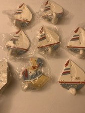 Beautiful Lot If 8 Sailboat  Duck Keyholder Cup Coat Hook Made In Taiwan NIB