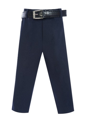 KIDS BOYS FORMAL DRESS PANT WITH BELT 1 PLEATED SIZE 2-20 NAVY BLACK KHAKI WHITE - Picture 8 of 8