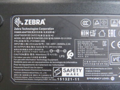 Zebra Power Adapter GK420t Gk420d ZD410 ZD420 ZD620 HC100 ZXP3
