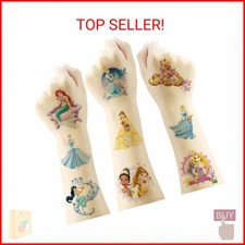 20 Sheets Disney Princess Temporary Tattoos for Kids, Birthday Party Favors, Cut