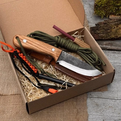 Hiking Kit Bushcraft Knife Set with Forged Knife Ferro Rod Paracord Camping Gear