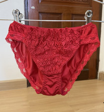 VTG Shiny Silky Nylon Panty Floral Lace Sissy Bikini Sz.5 Full Coverage Briefs