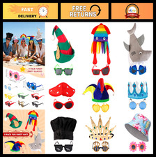 18 PCS Party Hats Funny Glasses Set - Photo Booth Props, Assorted Costumes