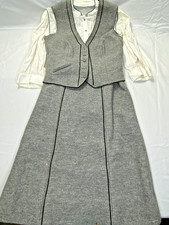 Vintage Salzburger Austria Women's Wool 3pc Vest Skirt Shirt Size 42