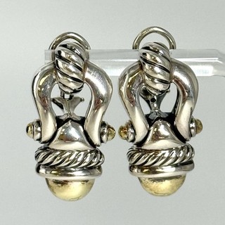 David Yurman Sterlingsilber & 14 Karat Gold Eichel Türklopfer Omega Ohrringe