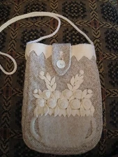Intricate Primitive Wool Appliqued Purse