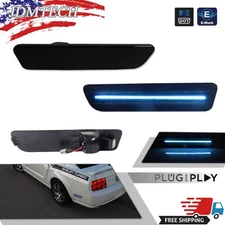 For 2005-2009 Ford Mustang Smoked Rear Bumper Side Marker Ice Blue LED Lights