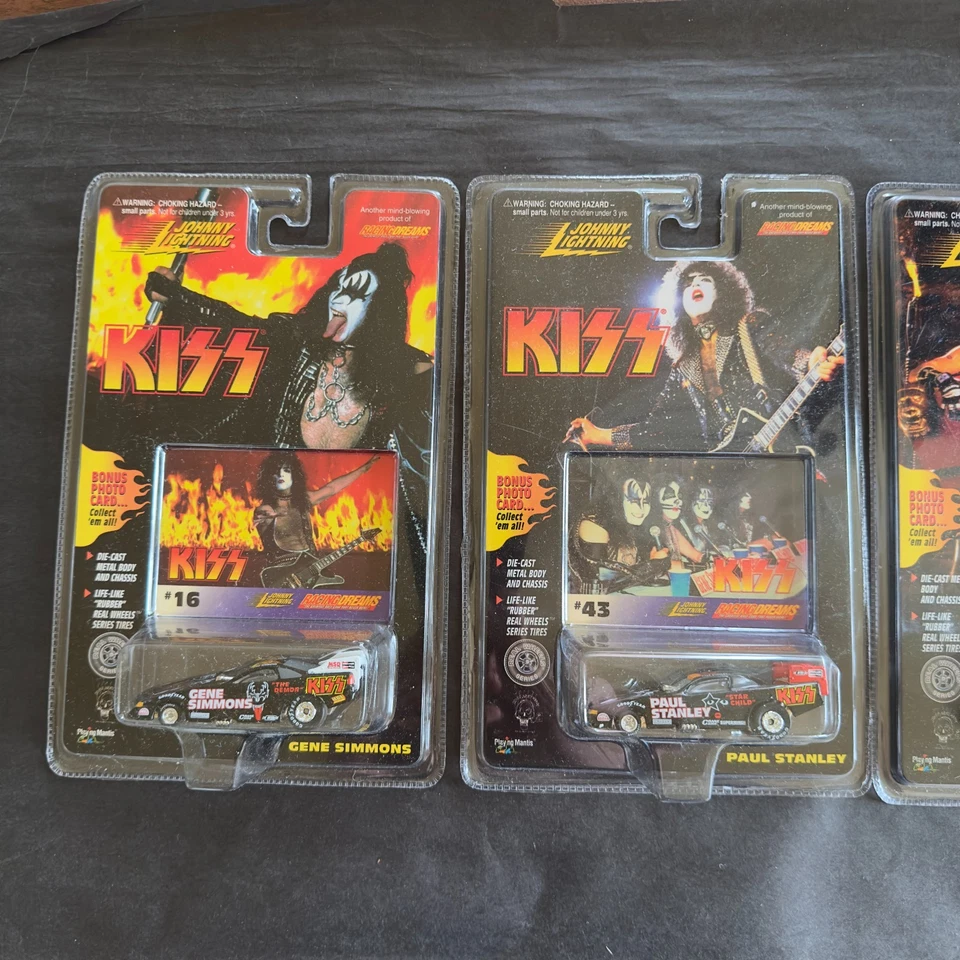 1997 JOHNNY LIGHTNING KISS COMPLETE SET OF 4 DIECAST CARS & CARDS MOSC SEALED MT - Image 2 of 4