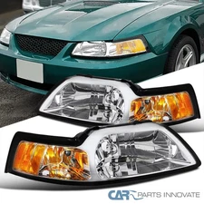 Clear Headlights Fits 1999-2004 Ford Mustang GT Amber Corner Turn Signal Lamps