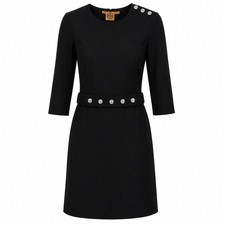 Tory Burch Black Wool Blend Sheath Dress Womens Size 4 Belted Career Office