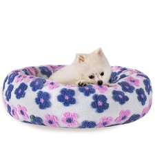 23 Inch Calming Dog Bed for Small Dogs Cats, Kitty Puppy Round Anti-Anxiety W...