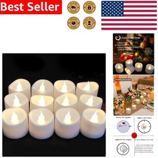 Flickering Flameless LED Tealight Candles with Timer - 12 Pack Warm White Light