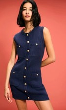 Reformation Catalina Womens Mini Dress S Blue Cotton Sleeveless Crew Neck Size S