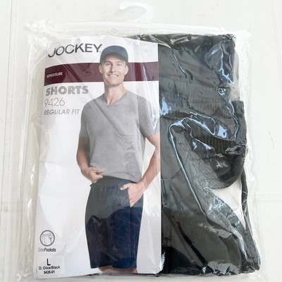 New JOCKEY Athletic Regular Fit Dark Olive Drawstring Shorts Men's SIZE L 9426