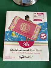 Justice Mesh Hammock Pool Float 44" X 28", Pink Spiral Dye, Ages 6 /New