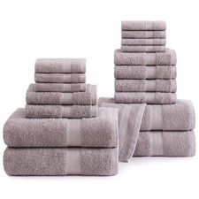 Bath Towel Set 100% Cotton 18 Piece Soft Absorbent Platinum
