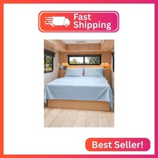 Short Queen Size 4 Piece Bed Sheet Set - RV Short Queen Sheets - Sky Blue