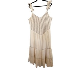 American Eagle XXL Cream Gauze Midi Dress NWT Cotton Tiered Ruffle
