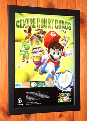 Mario Power Tennis GameCube Promo Mini Werbeblatt Gerahmt Poster Ad Framed