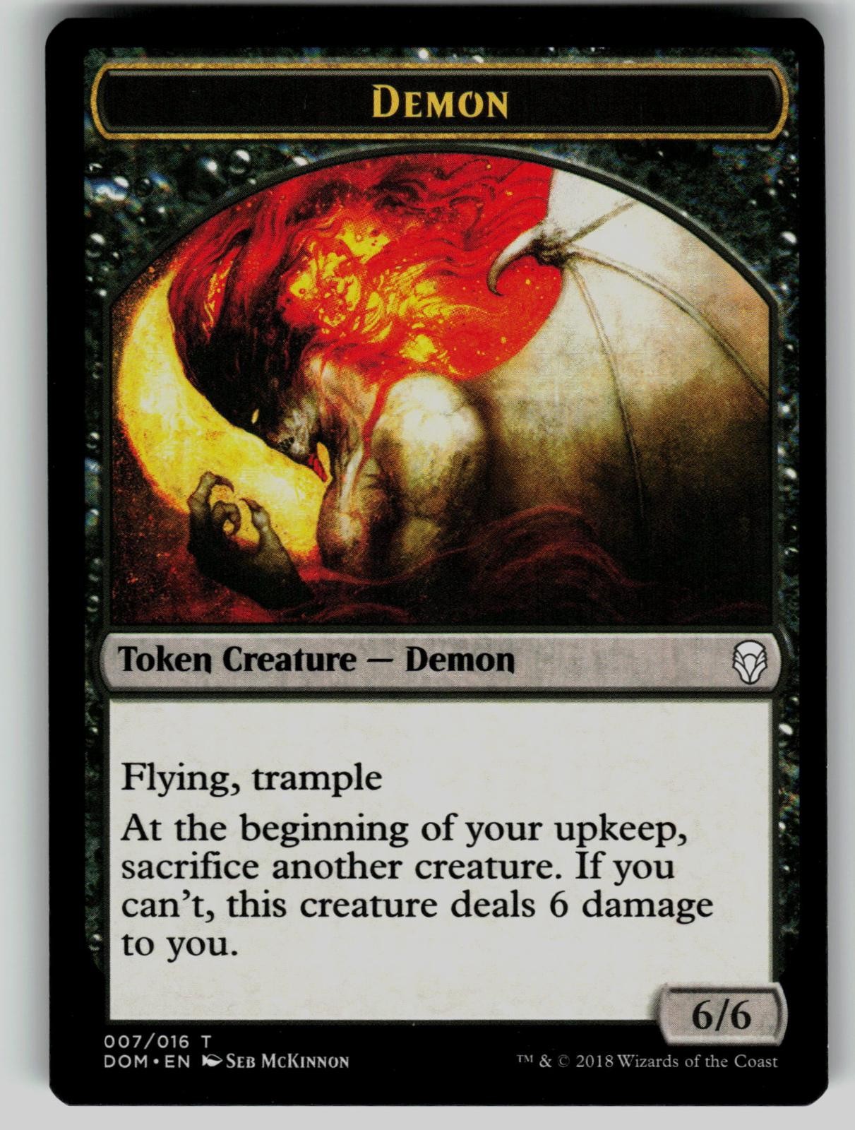 Demon Token 7 Dominaria Magic: The Gathering Token