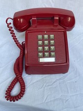 Vtg 80s Harvest Red Push Button Telephone Landline Retro Corded Prop Untested