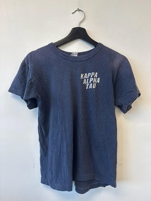 Vintage Kappa Alpha Tau Shirt Mens Small Blue Cotton Greek Fraternity 70s Tee