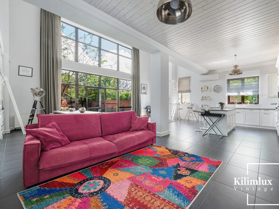 Patchwork Turkish Kilim Rug – Vintage Boho Area Rug for Living Room Home Decor - Image 4 of 4