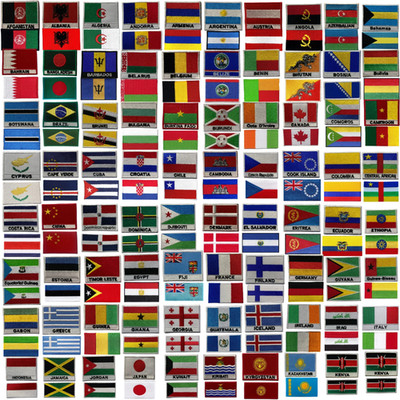 National Länderflagge Aufnäher Bügelbild gestickt Abzeichen in verschiedenen Größen A-M