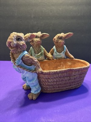 Three Bunnies Carrying A Basket- ADORABLE!( S4)