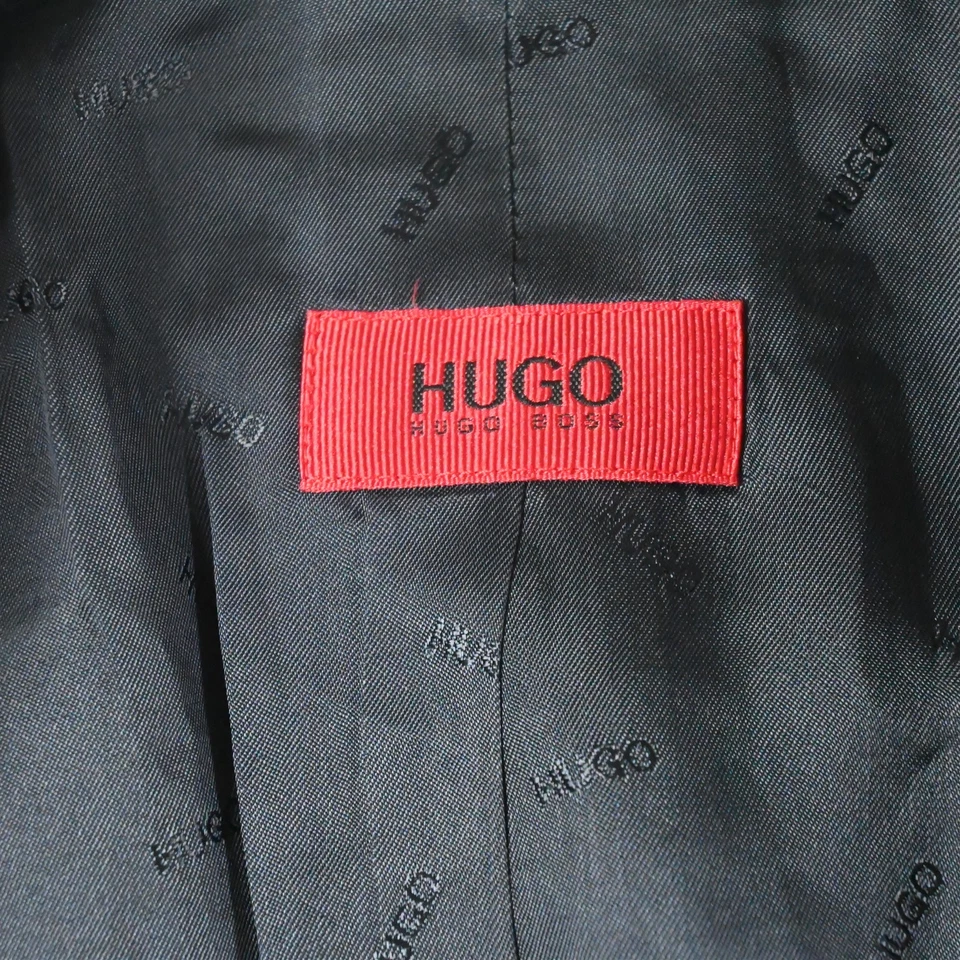 Hugo Boss 38R 32x30 Negro Rayas Lana Asombro/Casco Hombres Chaqueta Pantalones Traje Foto 4 de 4
