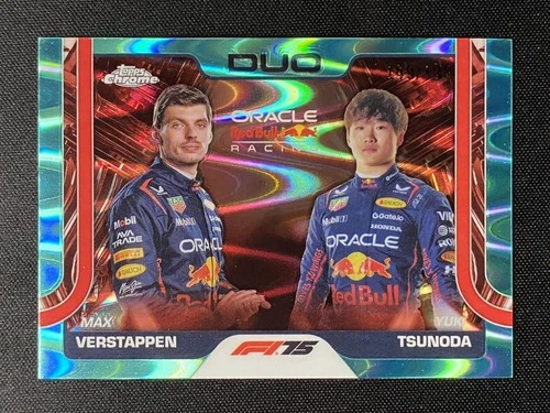 Max Verstappen/Yuki Tsunoda 2025 Topps Chrome Formula 1 Duo Aqua RayWave /199