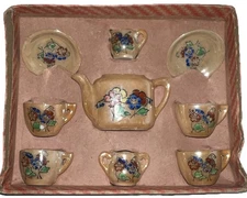 Vintage Made in Japan Miniature Porcelain Tea Set Hand Painted Floral