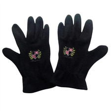 Black Warm Winter Fleece Embroidered Coat of Arms Gloves - Great Condition