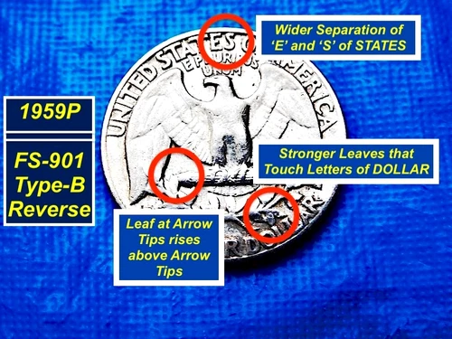 1959-P Type-B Quarter ➳ "FS-901" Proof Reverse ➳ "Circulated" ➳ 259B