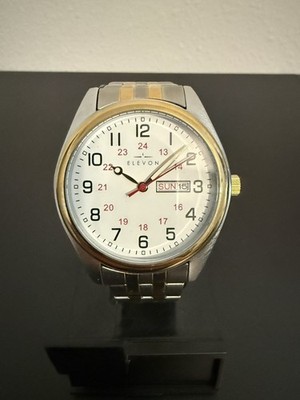 Elevon Gann Watch w/ Day/Date - Gold/Silver 2-tone steel bracelet quartz watch 