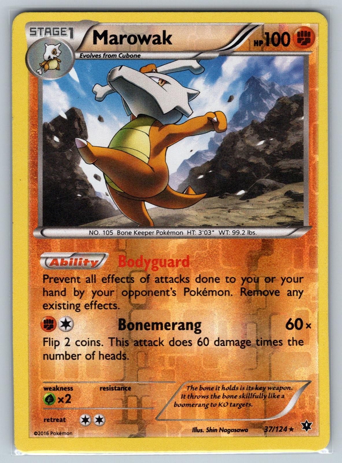Marowak 37/124 Rare Fates Collide Pokemon Reverse Holo Moderately Played
