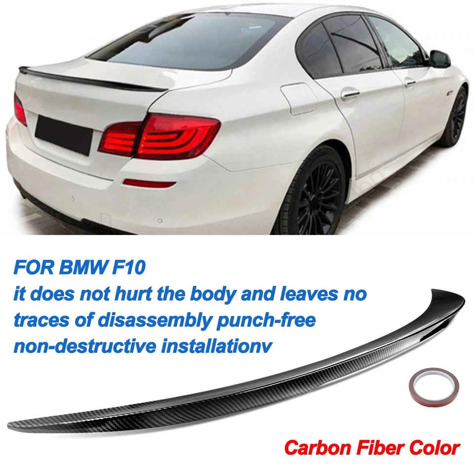 For BMW F10 535i 550i M5 11-16 Carbon Look Rear Trunk Spoiler Wing Lip MP Style Foto 2 de 4