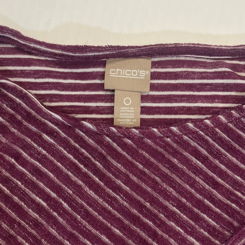 Chico's Sz 0 (Small / US 4) Angled Lines Ribbed Spliced Boat Tunic Top NWT - Image 4 of 4