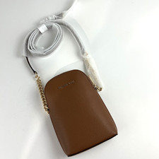 Michael Kors Jet Set Leather Purse Small New Chain Phone Xbody Brown 38F5GJ6C1L