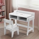 Kids Desk and Chair Set with Storage, Solid Wood Toddler Table for Small Spaces