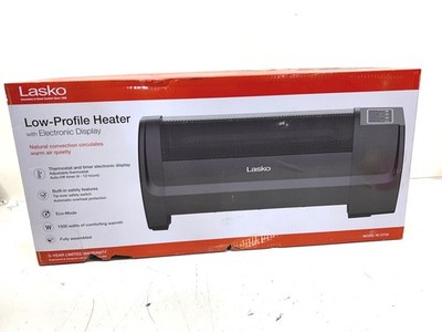 Lasko 1500W Black Electric Low Profile Ceramic Space Heater with Tip Over Switch