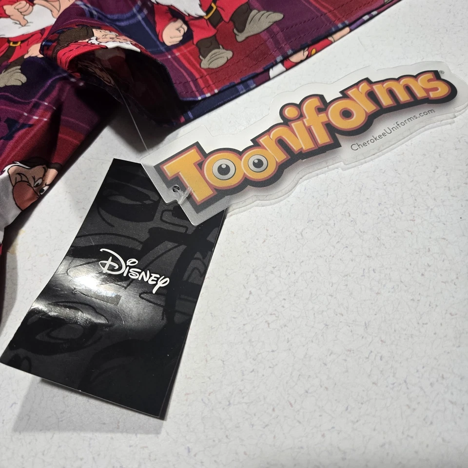 Medium Grumpy Snow White Cherokee Scrubs Disney Tooniforms Mens V Neck NEW NWT - Image 3 of 4