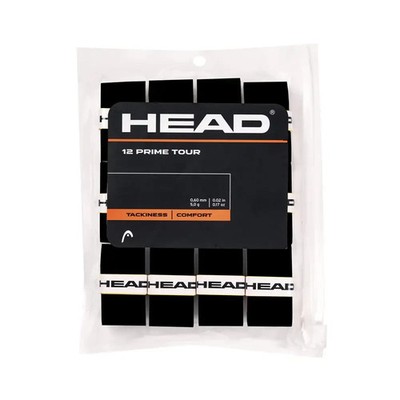HEAD Prime Tour Overgrip Black 12er Pack | Anti-Slip Saugent Grip Tape Bag | UK S