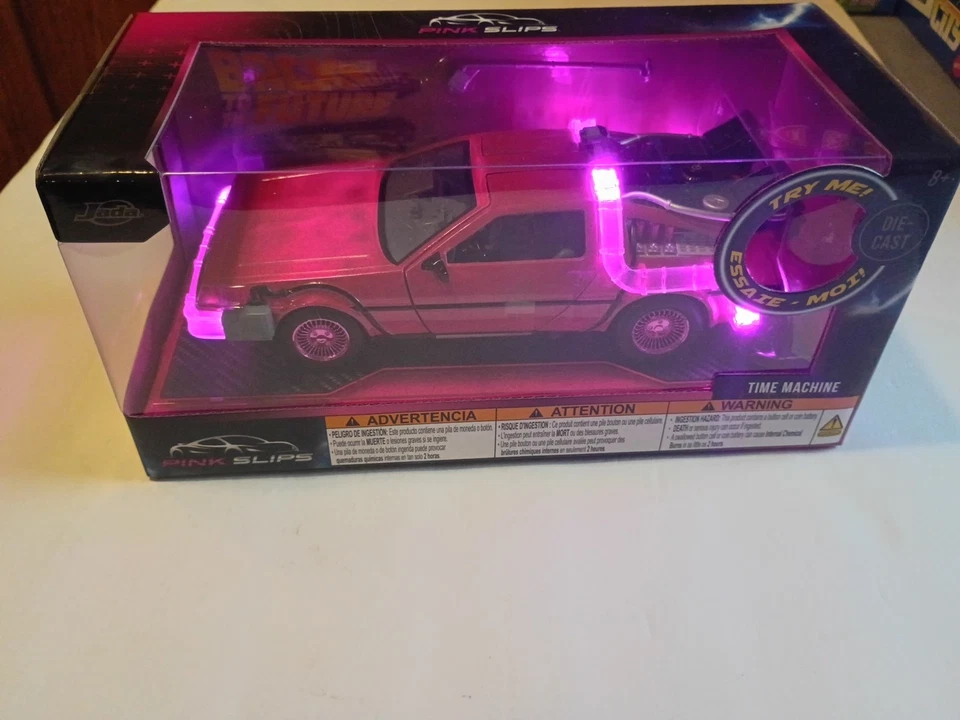 Jada Pink Slips 1:24 Back To The Future Time Machine Pink CHASE Light Up ● VHTF - Image 3 of 4
